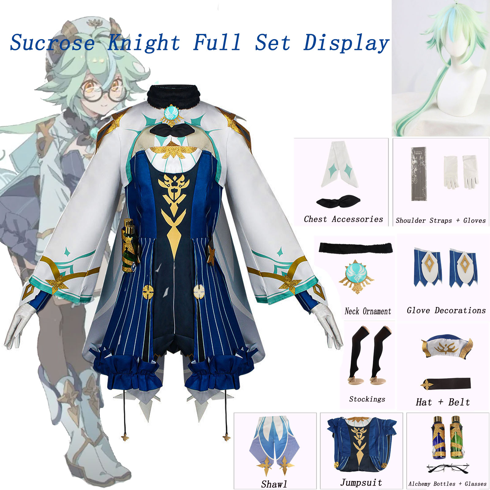 Genshin Impact Sucrose Knight  - Anime Cosplay Glasses ulasan dan harga