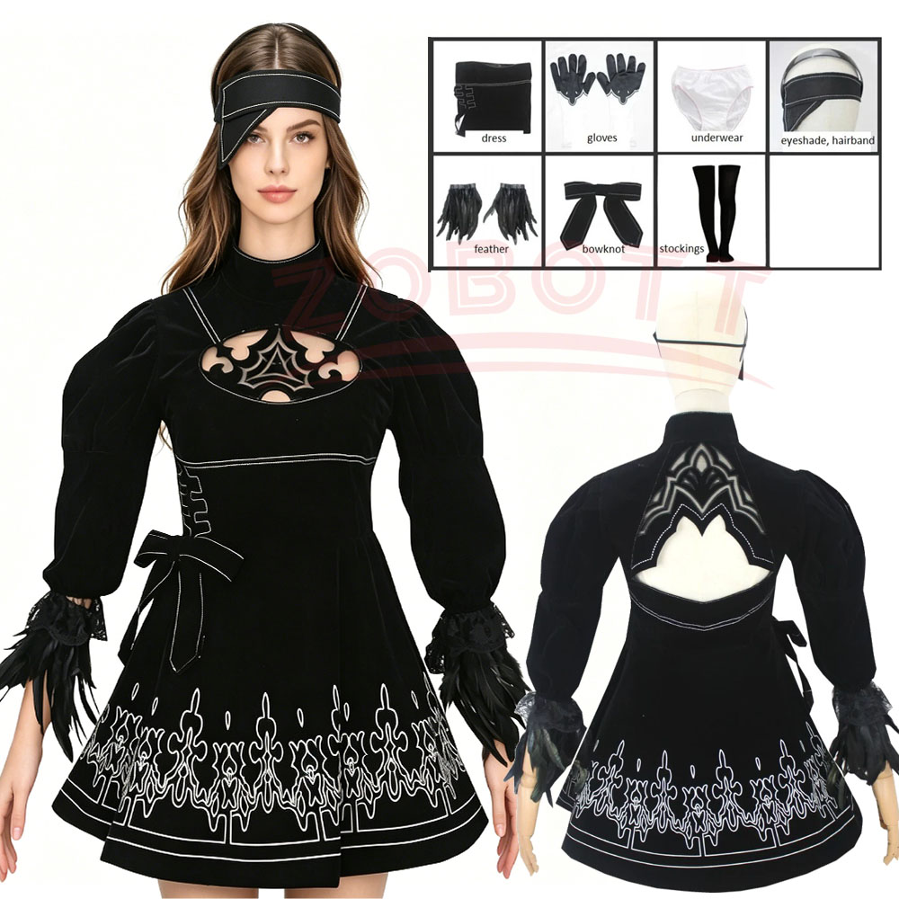 8PCS anime 2B Cosplay Costume  - Anime Cosplay Eyes ulasan dan harga