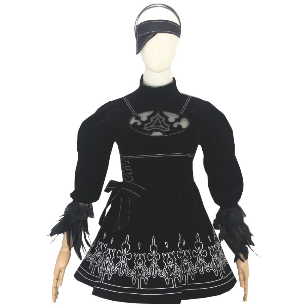 8PCS anime 2B Cosplay Costume  - Anime Cosplay Eyes ulasan dan harga